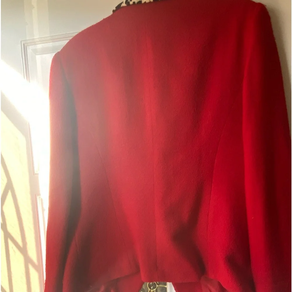 Christian Dior Women's Red Suit Jacket, 95% Wool 5% Fiber, Size 14 Made in USA